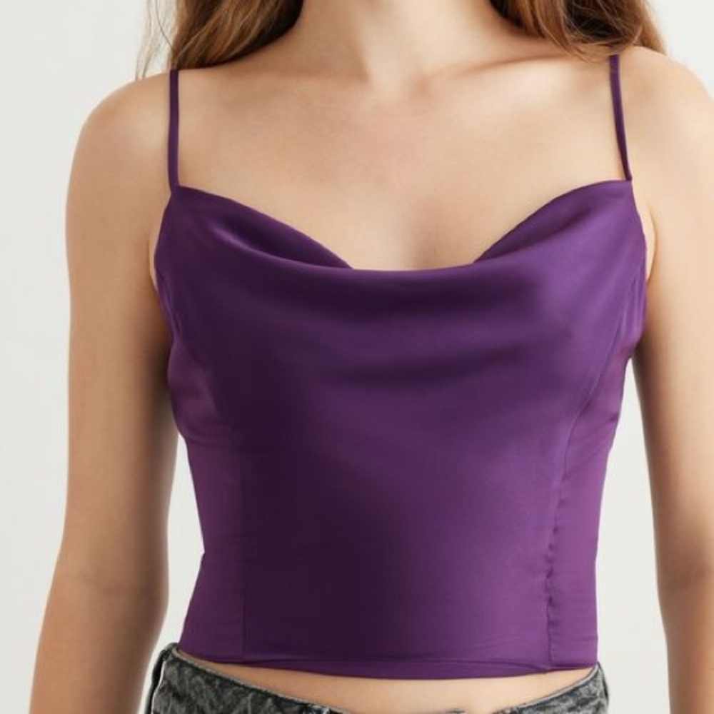 Dynamite Satin Cowl Neck Camisole - Mauve Purple